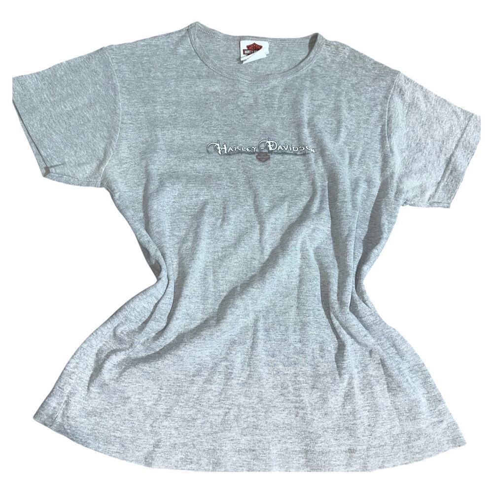 Vtg y2k women's gray Harley Davidson top sz xl